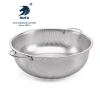 Stainless steel double-ear multi-purpose multi-hole basket, thickened stainless steel leaky basin, round double-ear rice sieve draining basin, fruit basket, vegetable washing basin, filter basin, stainless steel gold-plated rice washing sieve, double-ear rice sieve Item Picture